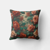 「ヴィンテージ桃バラの雨粒」 クッション (裏面)