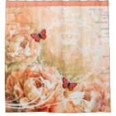 ヴィンテージ桃フローラ シャワーカーテン (正面)