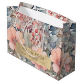 ヴィンテージ桃ワイルドフラワーウォーターカラーメイクアップアーティスト ラージペーパーバッグ (裏面アングル)