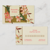 ヴィンテージ桃色の花カスタムフローラ 名刺 (正面/裏面)