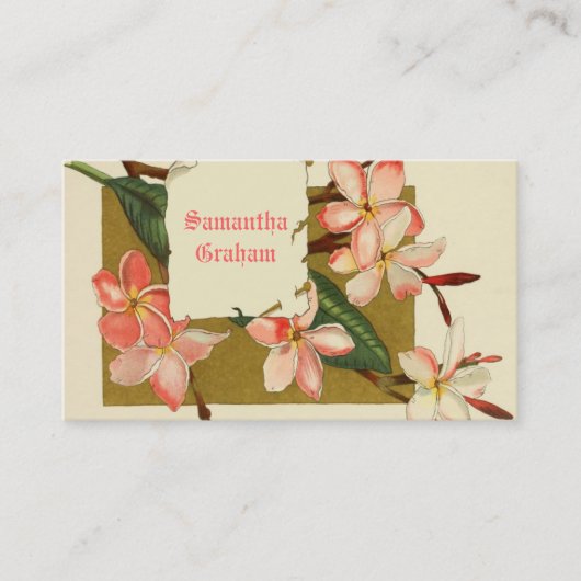 ヴィンテージ桃色の花カスタムフローラ 名刺 (正面)