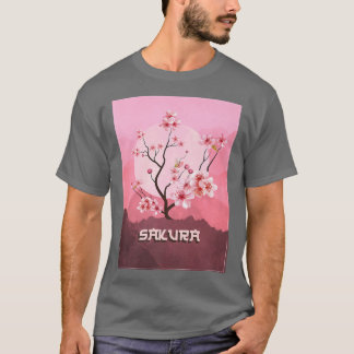 ヴィンテージ桜さくらんぼブロッサムムーングラ日本のフィ Tシャツ