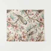 ヴィンテージ桜さくらんぼブロッサム&バードエステティック2 タペストリー (正面(横))