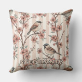 ヴィンテージ桜さくらんぼブロッサム&バードエステティック6 クッション (裏面)