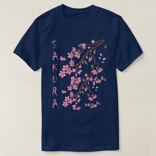 ヴィンテージ桜さくらんぼ日本のブロッサムA Tシャツ (デザイン正面)