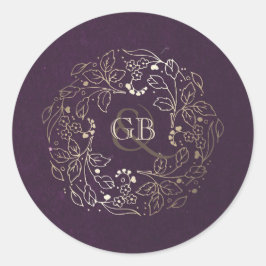 ヴィンテージ梅と金ゴールドフローラ結婚リース ラウンドシール