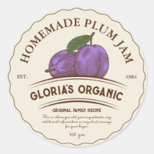 ヴィンテージ梅フルーツジャムカスタム商品ラベル