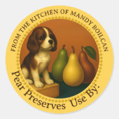 ヴィンテージ梨の缶詰ラベルのキッチンから ラウンドシール (正面)