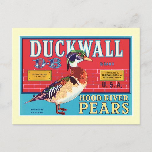 ヴィンテージ梨の食品ラベル ポストカード (正面)