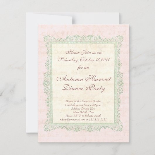 ヴィンテージ梨オータムハーベストディナーパーティー 招待状 (裏面)
