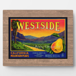 ヴィンテージ梨フルーツクレートのラベル卓上プラーク フォトプラーク