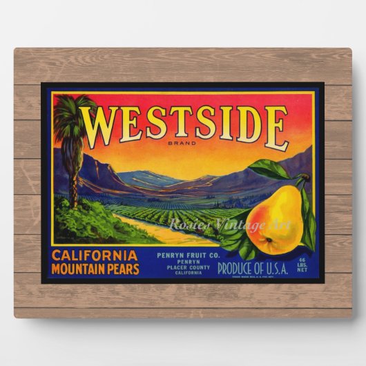 ヴィンテージ梨フルーツクレートのラベル卓上プラーク フォトプラーク (正面)