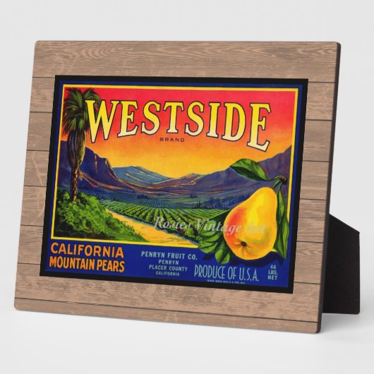 ヴィンテージ梨フルーツクレートのラベル卓上プラーク フォトプラーク (側面)