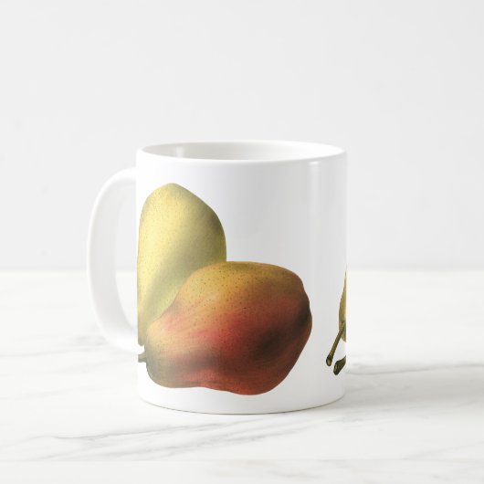 ヴィンテージ梨、オーガニック食品、熟した果実 コーヒーマグカップ (正面左)