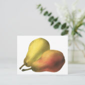ヴィンテージ梨、オーガニック食品、熟した果実 ポストカード (スタンド正面)