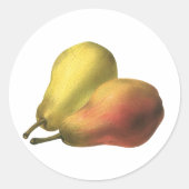ヴィンテージ梨、オーガニック食品、熟した果実 ラウンドシール (正面)