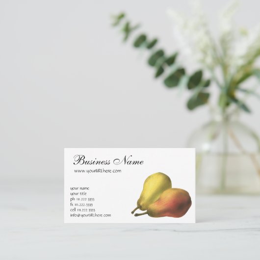 ヴィンテージ梨、オーガニック食品、熟した果実 名刺 (スタンド正面)