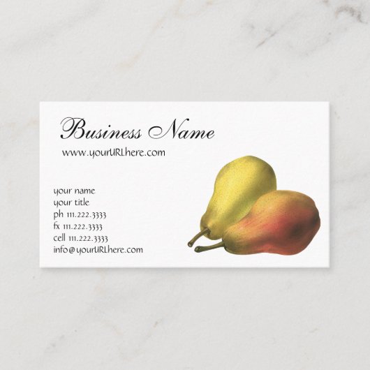 ヴィンテージ梨、オーガニック食品、熟した果実 名刺 (正面)