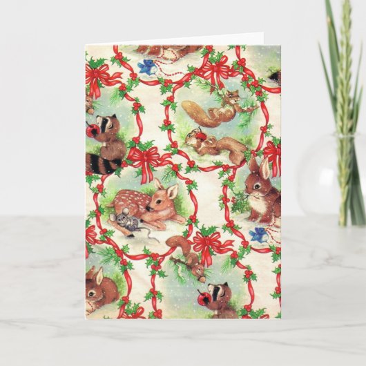 ヴィンテージ森林生物クリスマスカード シーズンカード (正面)
