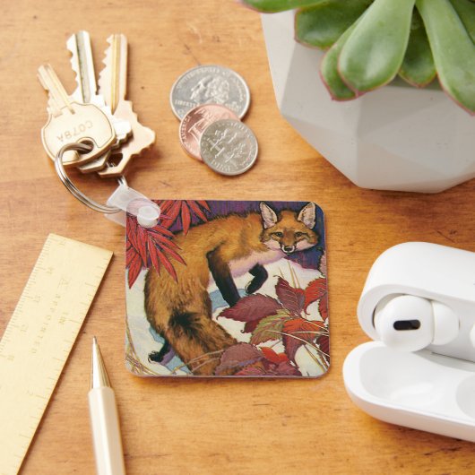 ヴィンテージ森林生物赤キツネ野生動物 キーホルダー (デスク)