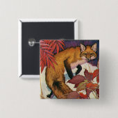 ヴィンテージ森林生物赤キツネ野生動物 缶バッジ (正面&裏面)