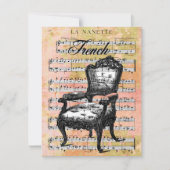 ヴィンテージ椅子と音楽招待状 招待状 (正面)