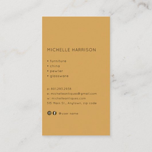 ヴィンテージ椅子アンティークディーラーインテリア設計者 名刺 (裏面)