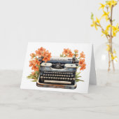 ヴィンテージ植字機 カード (黄色い花)