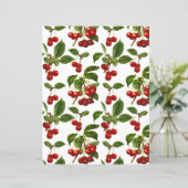 ヴィンテージ植物さくらんぼプリントオンホワイト (スタンド正面)