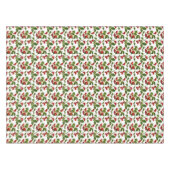 ヴィンテージ植物さくらんぼプリントオンホワイト テーブルクロス (正面(横))