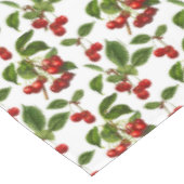 ヴィンテージ植物さくらんぼプリントオンホワイト テーブルクロス (アングル)