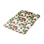 ヴィンテージ植物さくらんぼプリントオンホワイト バスマット (アングル)