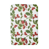 ヴィンテージ植物さくらんぼプリントオンホワイト バスマット (正面縦)