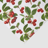 ヴィンテージ植物さくらんぼプリントオンホワイト 薄葉紙 (詳細)