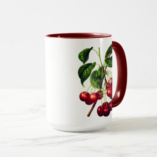 ヴィンテージ植物さくらんぼプリント マグカップ (正面右)