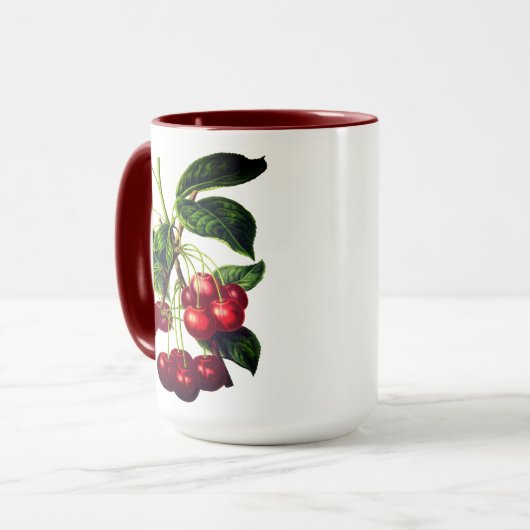 ヴィンテージ植物さくらんぼプリント マグカップ (正面左)