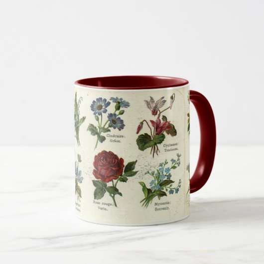 ヴィンテージ植物のカードマグ マグカップ (正面右)