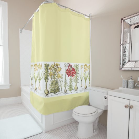 ヴィンテージ植物のユリのスイセンによっては花柄が開花します シャワーカーテン (インサイチュ)