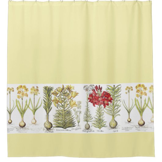 ヴィンテージ植物のユリのスイセンによっては花柄が開花します シャワーカーテン (正面)