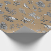 ヴィンテージ植物の葉、果物、植物、鳥 ラッピングペーパー (角)