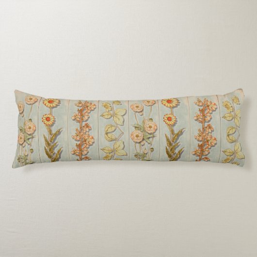 ヴィンテージ植物イラスト木材パネル ボディピロー (正面)