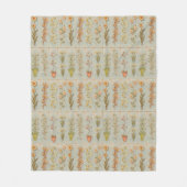 ヴィンテージ植物イラスト 素朴 フリースブランケット (正面)