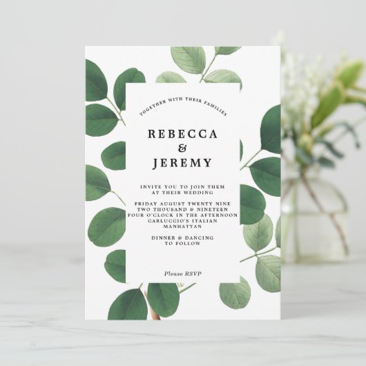 ヴィンテージ植物グリーン結婚式招待状 招待状 (スタンド正面)