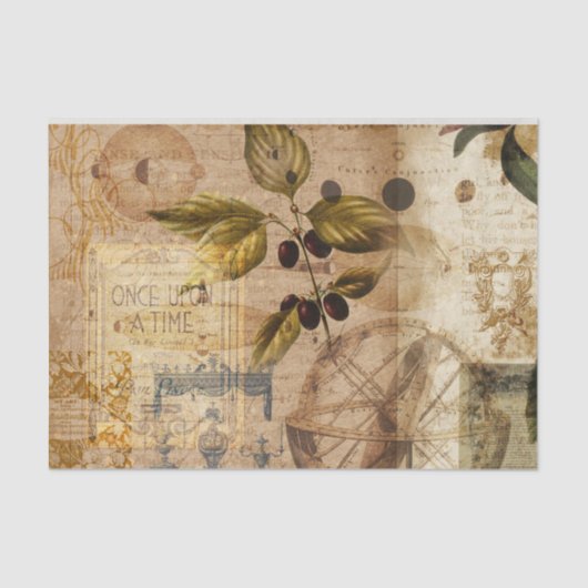 ヴィンテージ植物コラージュ 薄葉紙 (正面)