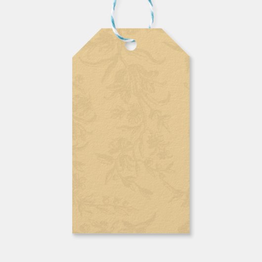 ヴィンテージ植物ティール(緑がかった色)金ゴールド結婚式の引き出物 ギフトタグ (裏面)