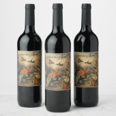 ヴィンテージ植物ハミングバードのカスタマイズ ワインラベル (ボトル)