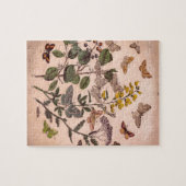 ヴィンテージ植物フローライラストレーションヤマドフラワー ジグソーパズル (横)