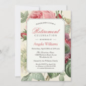 ヴィンテージ植物フローラエレガント退職パーティー 招待状 (正面)