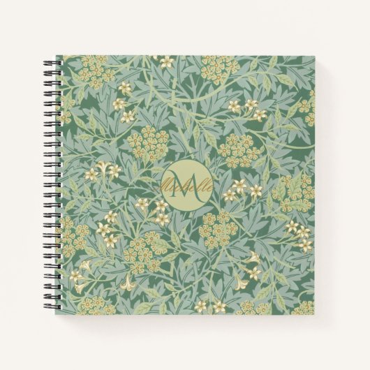 ヴィンテージ植物フローラティール(緑がかった色)とグリーンスパイラル ノートブック (正面)
