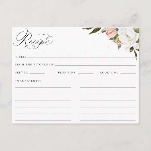 ヴィンテージ植物フローラレシピカード ポストカード (正面)